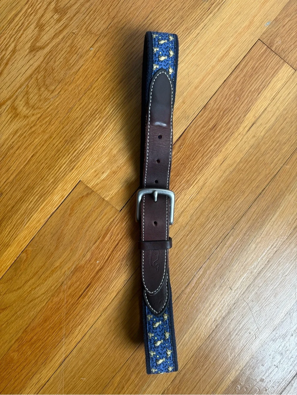 Men’s Vineyard Vines Blue Canvas Belt with Dog Fabric